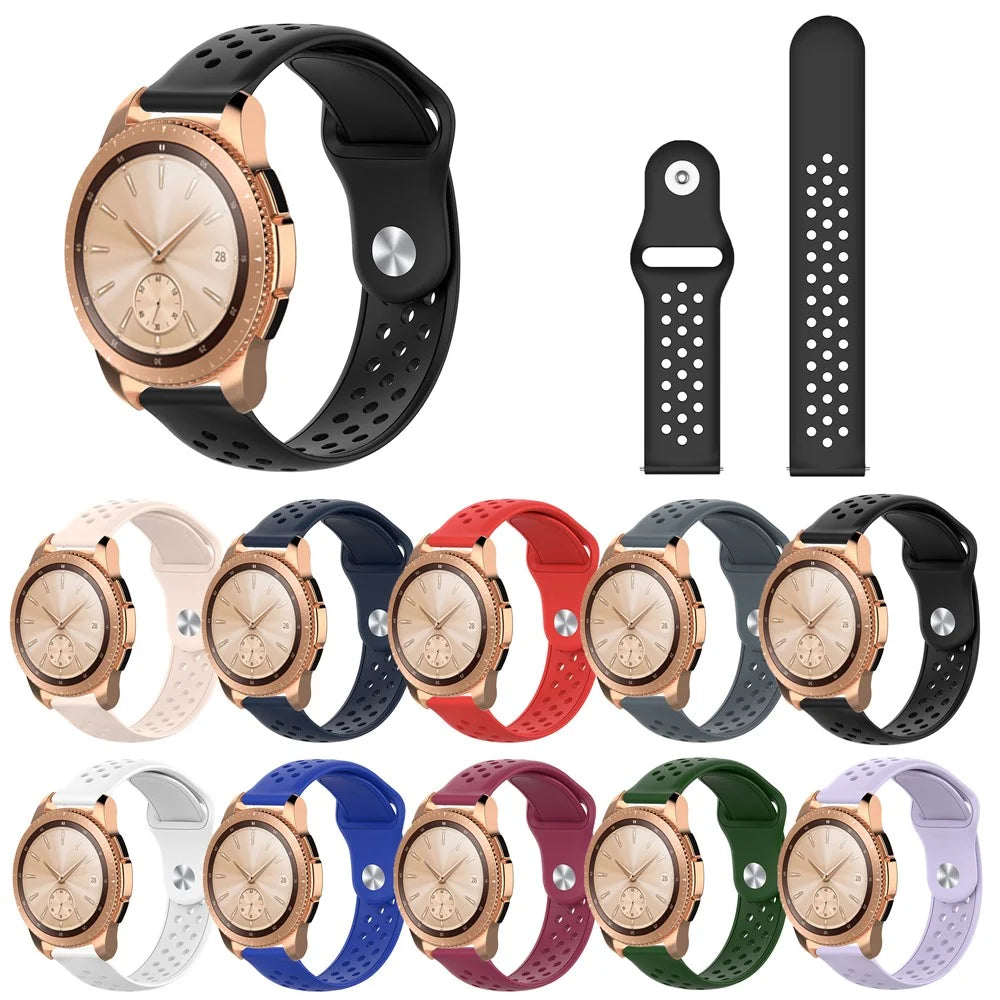 20mm Breathable Holes Silicone Bracelet Wristband Strap Replacement for Samsung Galaxy Watch 42mm SM-R810 - Black - 6
