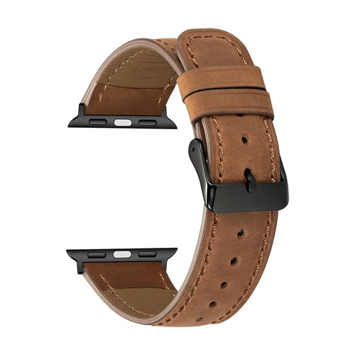 Crackle Texture Watchband Genuine Leather Watch Strap for Apple Watch Series 11 10 42mm / 9 8 7 41mm / SE3 SE2 SE 6 5 4 40mm / 3 2 1 38mm - Brown - 1