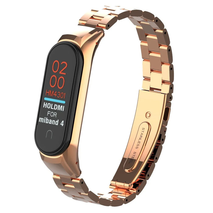 Solid Stainless Steel Metal Smart Watch Band for Xiaomi Mi Smart Band 4 - Rose Gold - 2
