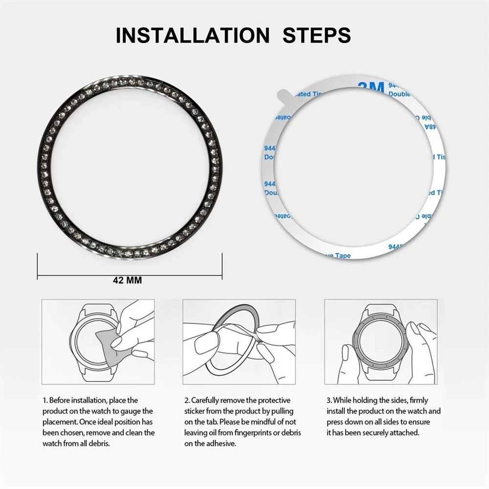 Diamond Decor Metal Bezel for Samsung Galaxy Watch 46mm - Silver - 6