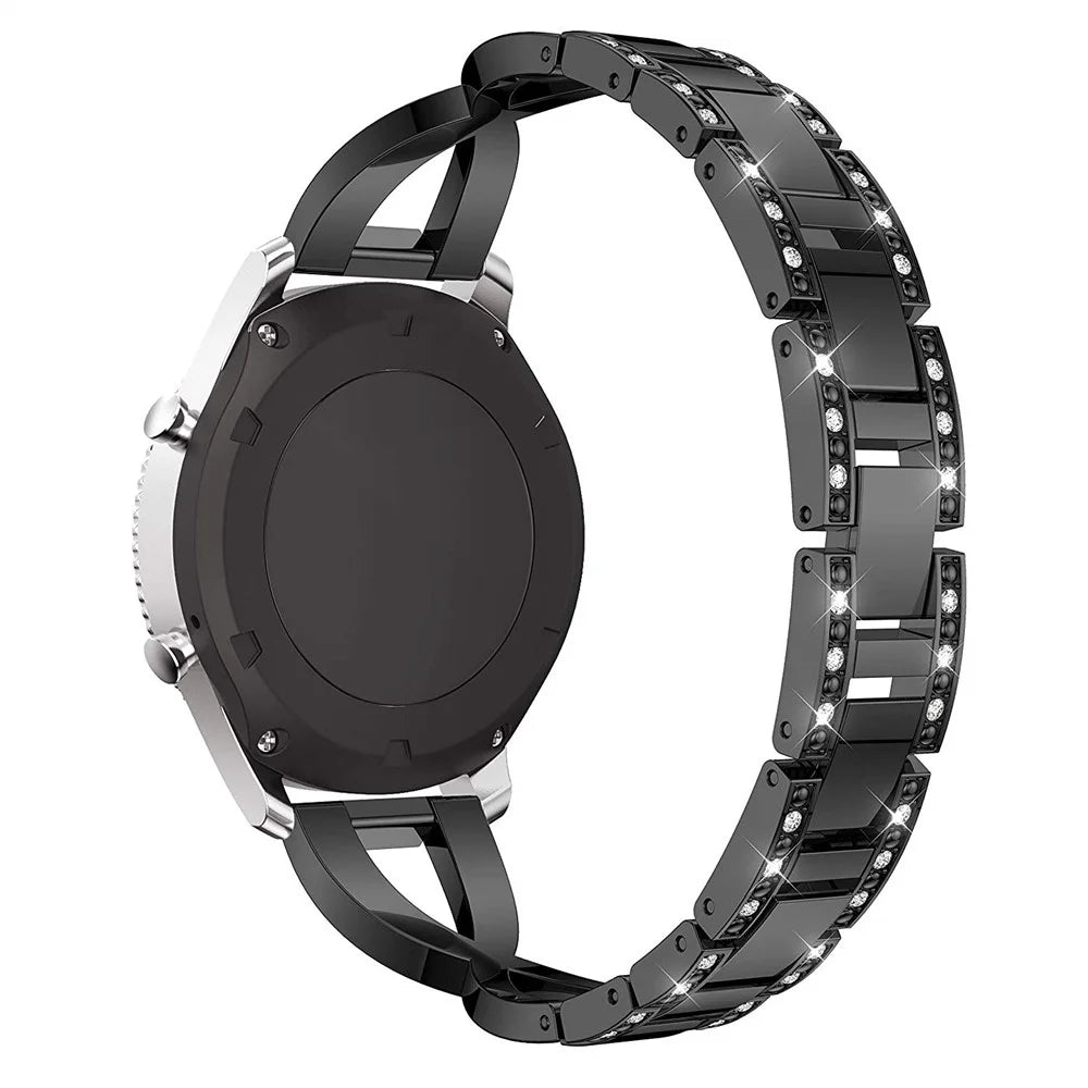 22mm Diamond Decor Stainless Steel Smart Watch Band for Samsung Gear S3 Classic/Frontier/Gear 2 R380 etc - Black - 1