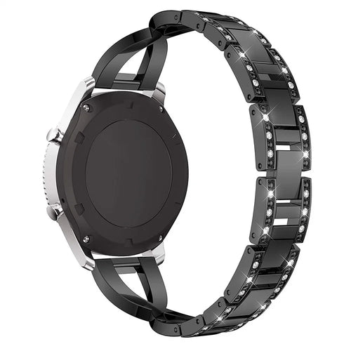 22mm Diamond Decor Stainless Steel Smart Watch Band for Samsung Gear S3 Classic/Frontier/Gear 2 R380 etc - Black - 1