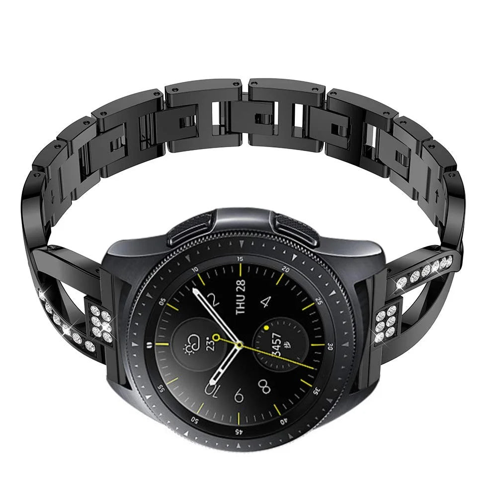 22mm Diamond Decor Stainless Steel Smart Watch Band for Samsung Gear S3 Classic/Frontier/Gear 2 R380 etc - Black - 4