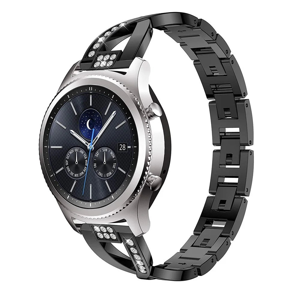 22mm Diamond Decor Stainless Steel Smart Watch Band for Samsung Gear S3 Classic/Frontier/Gear 2 R380 etc - Black - 6