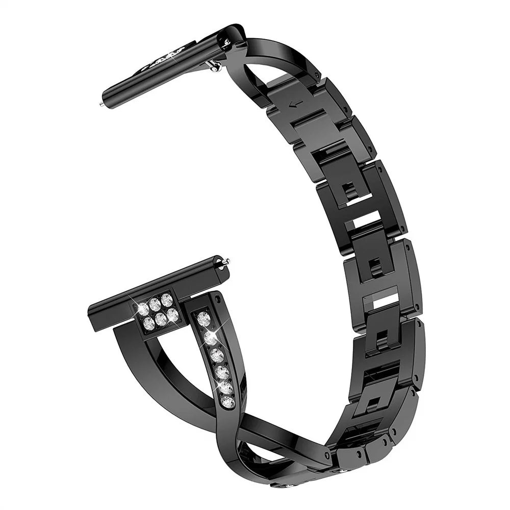22mm Diamond Decor Stainless Steel Smart Watch Band for Samsung Gear S3 Classic/Frontier/Gear 2 R380 etc - Black - 7