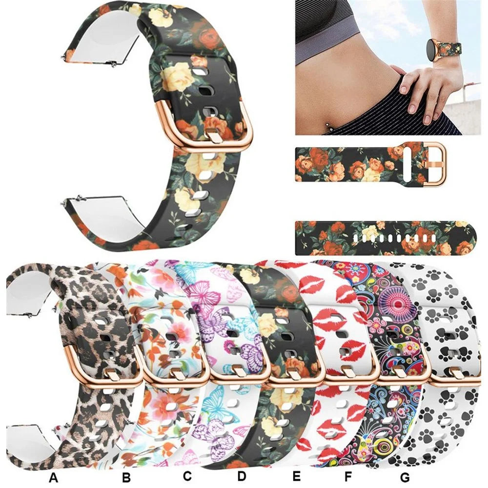 20mm Pattern Printing Silicone Watch Strap for Samsung Galaxy Watch Active, Pin Buckle Watch Wrist Band - Skull - 6