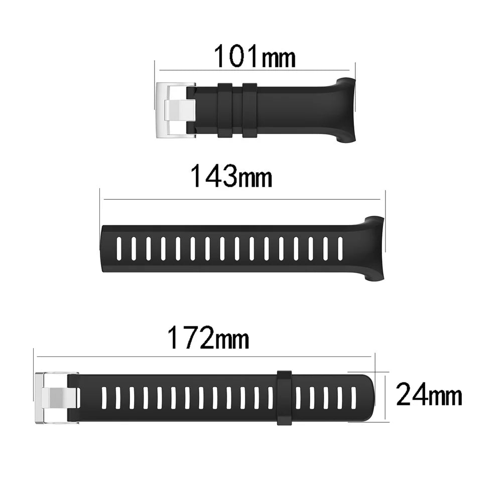 Silicone Smart Watch Replacement Band with Additional 172mm Strap for Suunto D6 Dive/ D6i Novo/Zulu - Black - 7