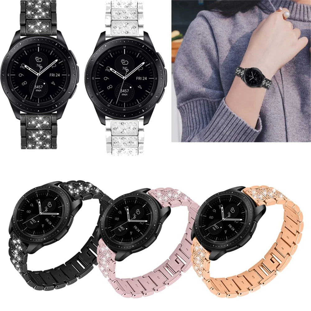 22mm Rhinestone Decor Stainless Steel Smart Watchband for Samsung Gear S3 Classic/Frontier - Black - 7