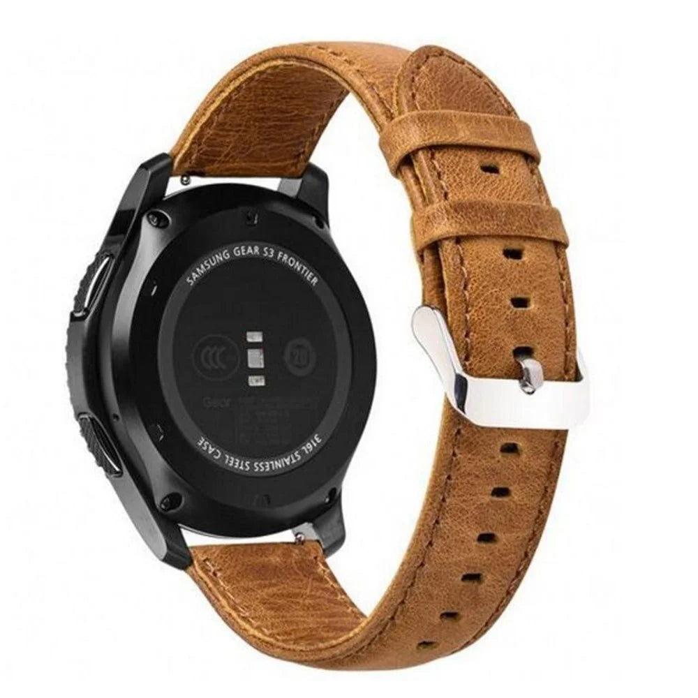 20mm Crazy Texture Genuine Leather Watch Band Bracelet Strap for Samsung Gear S2 Classic / S3 Classic - Light Brown - 1