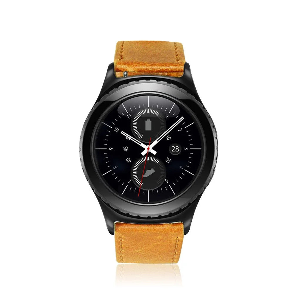 20mm Crazy Texture Genuine Leather Watch Band Bracelet Strap for Samsung Gear S2 Classic / S3 Classic - Light Brown - 2
