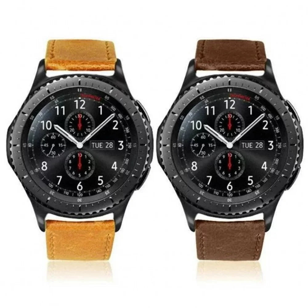 20mm Crazy Texture Genuine Leather Watch Band Bracelet Strap for Samsung Gear S2 Classic / S3 Classic - Light Brown - 7