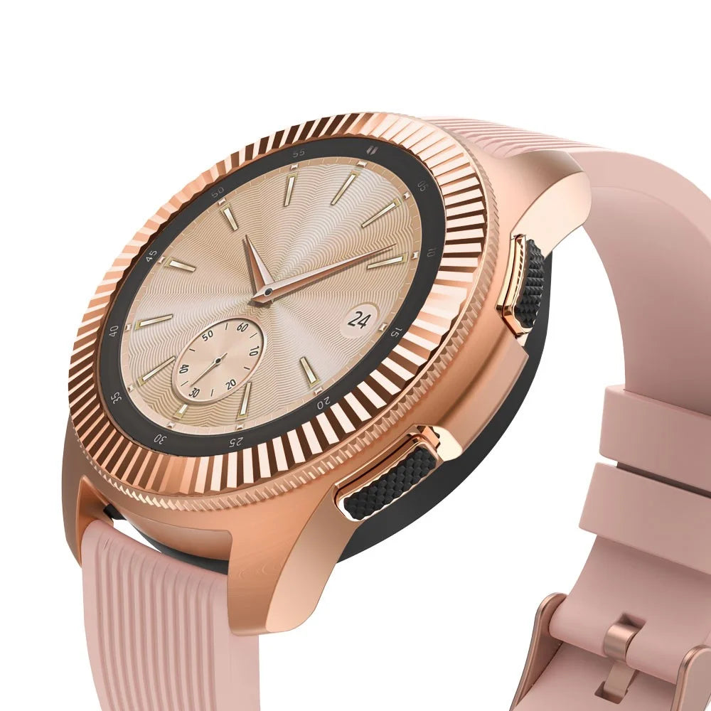 Bezel Ring Adhesive Frame Case Cover Anti Scratch Stainless Steel Protection Accessories for Samsung Galaxy Watch 42mm - Rose Gold - 2