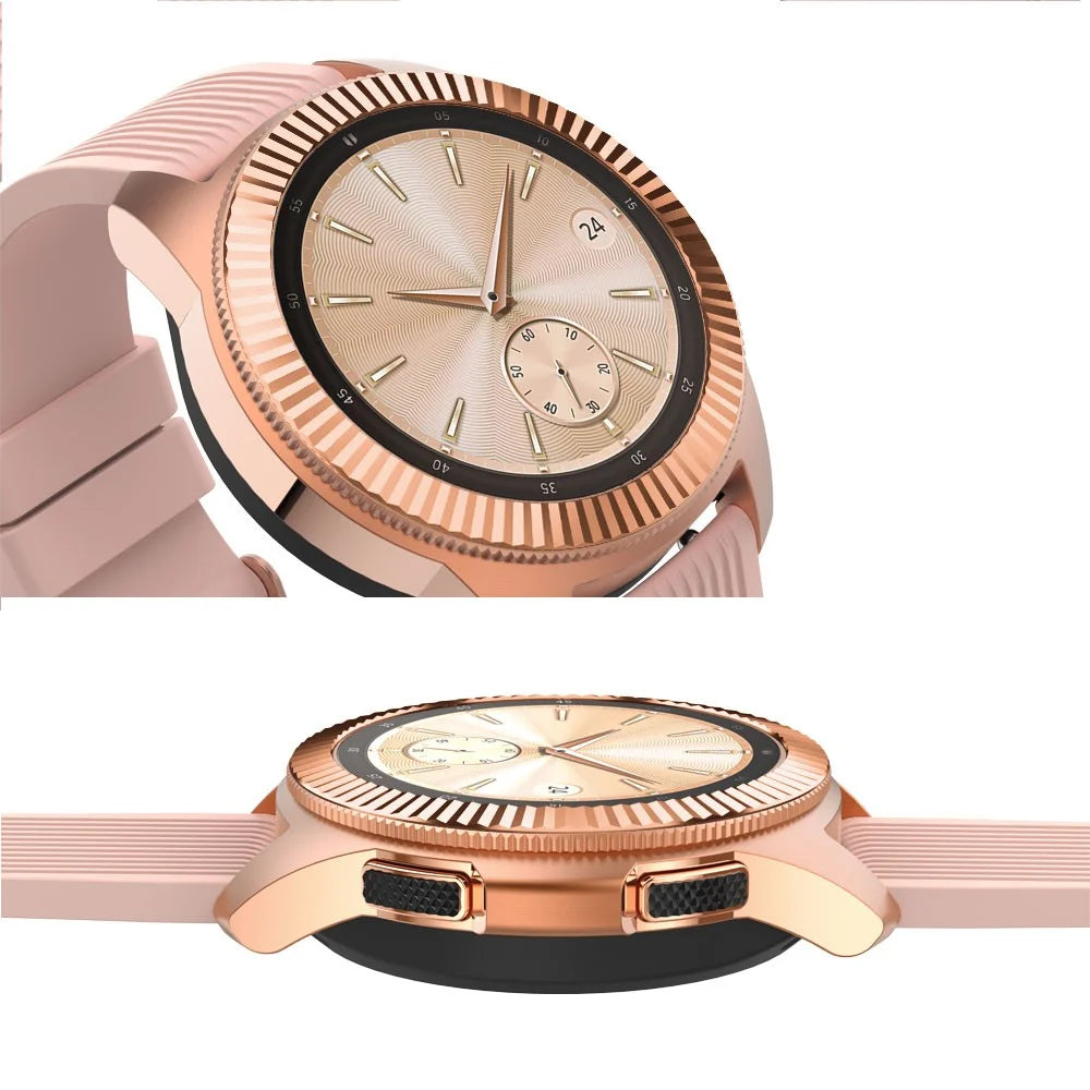 Bezel Ring Adhesive Frame Case Cover Anti Scratch Stainless Steel Protection Accessories for Samsung Galaxy Watch 42mm - Rose Gold - 4