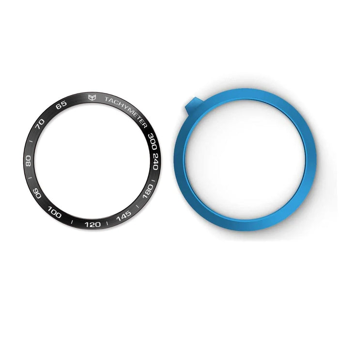 Anti Scratch Stainless Steel Metal Bezel Ring Protective Accessories for Samsung Galaxy Watch 46mm - Black Ring White Text - 1