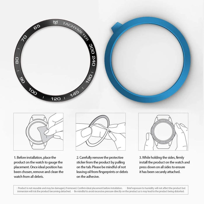 Anti Scratch Stainless Steel Metal Bezel Ring Protective Accessories for Samsung Galaxy Watch 46mm - Black Ring White Text - 7