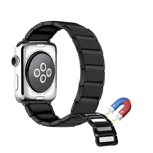 Magnetic Stainless Steel Watch Band for Apple Watch Series 11 10 42mm / 9 8 7 41mm / SE3 SE2 SE 6 5 4 40mm / 3 2 1 38mm -  Black - 1