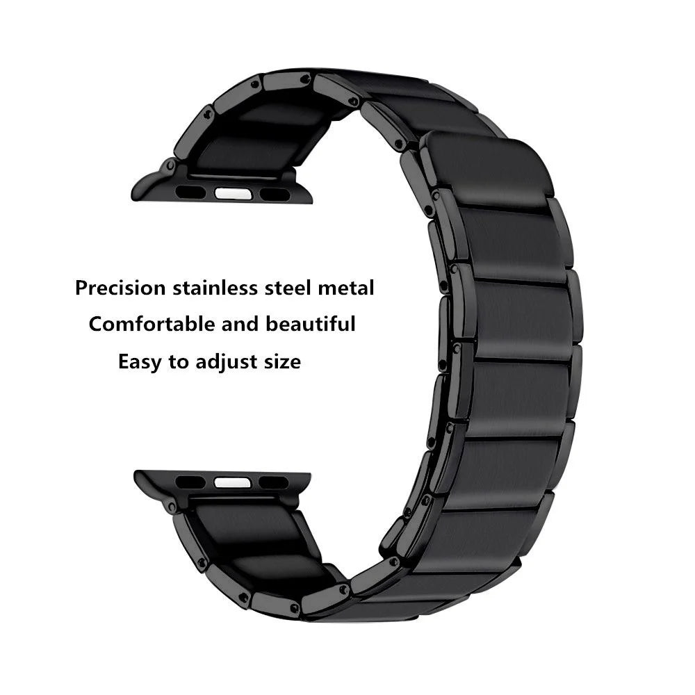 Magnetic Stainless Steel Watch Band for Apple Watch Series 11 10 42mm / 9 8 7 41mm / SE3 SE2 SE 6 5 4 40mm / 3 2 1 38mm -  Black - 3
