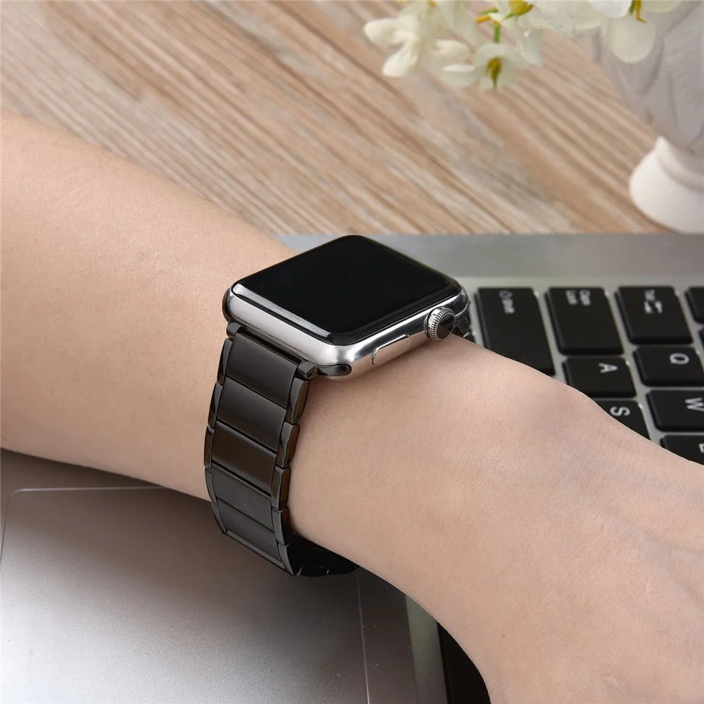 Magnetic Stainless Steel Watch Band for Apple Watch Series 11 10 42mm / 9 8 7 41mm / SE3 SE2 SE 6 5 4 40mm / 3 2 1 38mm -  Black - 4