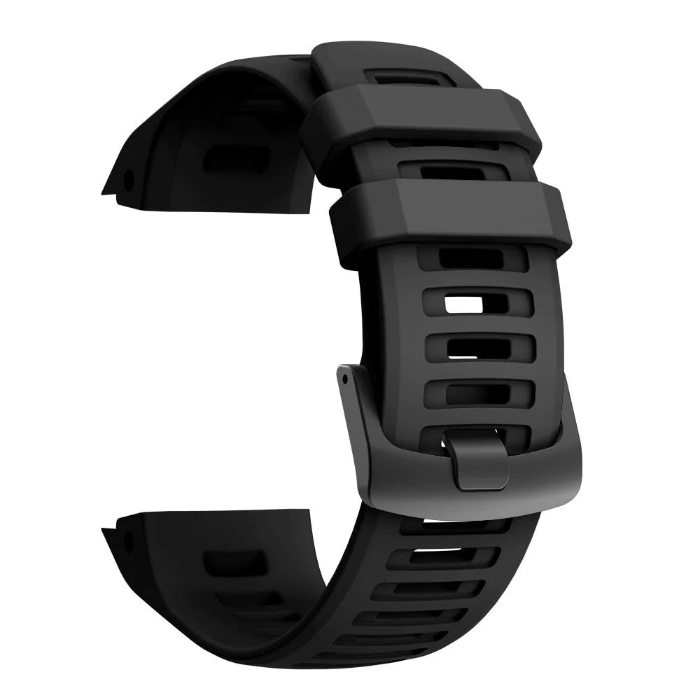 For Garmin Instinct Silicone Watch Band Replacement Sporty Wrist Strap - Black - 1