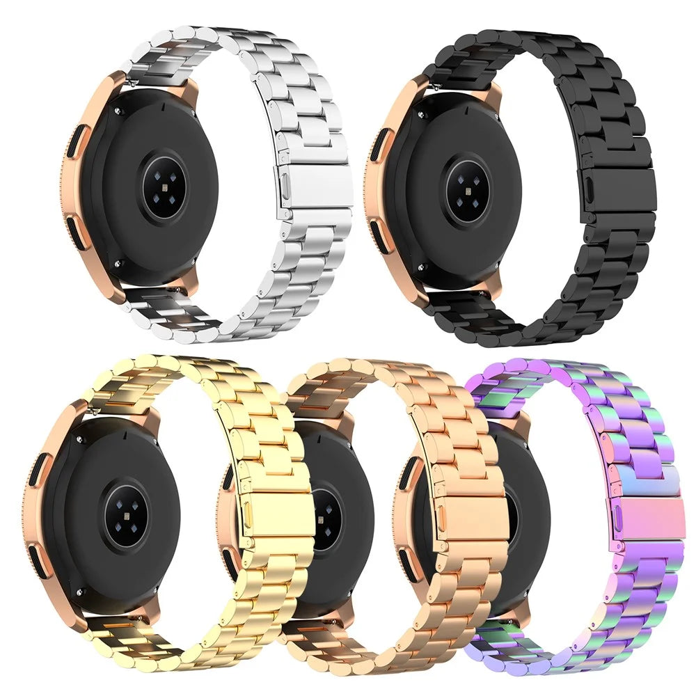 20mm Watch Band Stainless Steel for Samsung Galaxy Watch Active R500/Garmin Vivoactive 3, Folding Clasp Watch Strap Replacement - Black - 5
