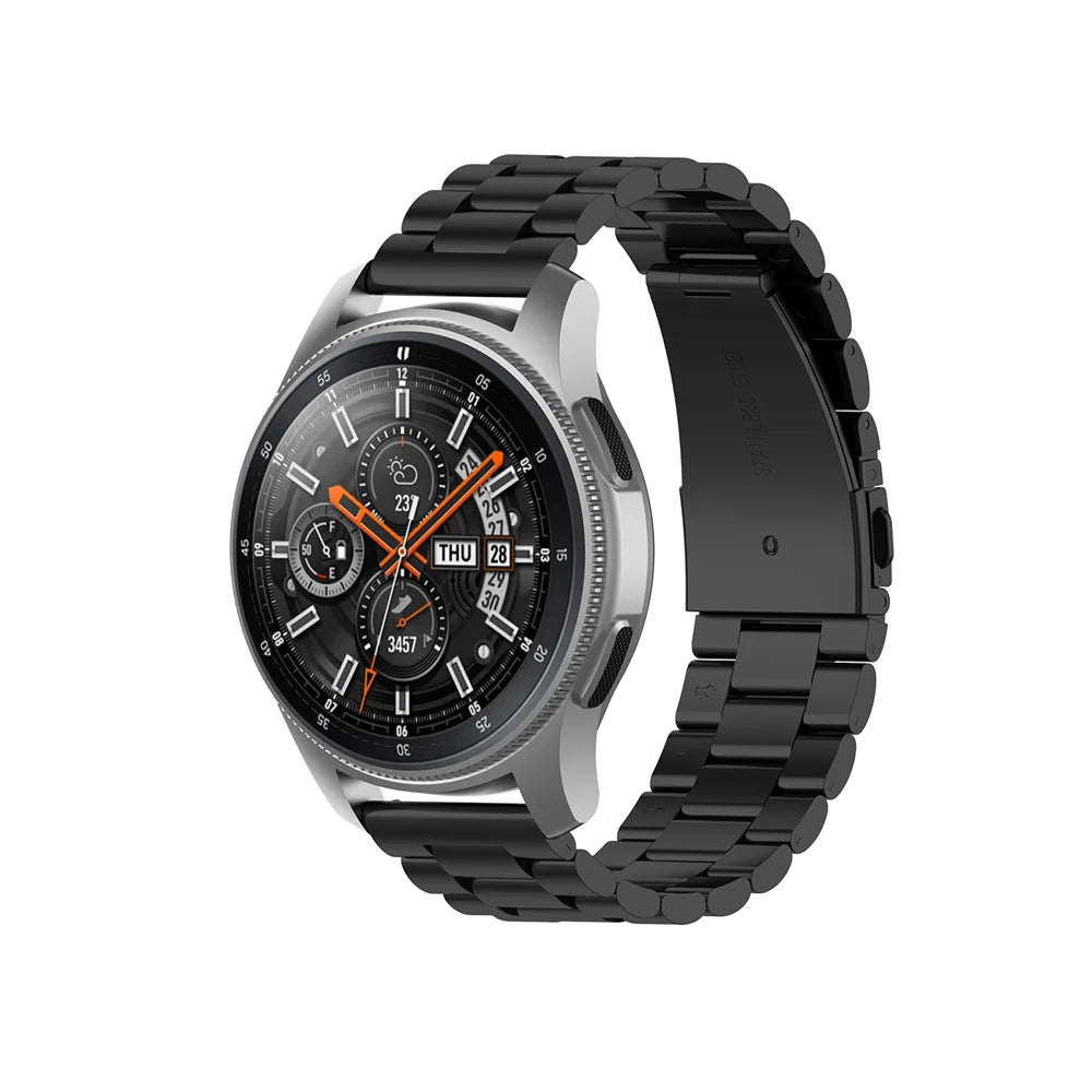 22mm Steel Watch Band for Huawei Watch GT Active / Samsung Galaxy Watch SM-R800 46mm, Three-bead Smart Watch Strap Bracelet - Black - 3