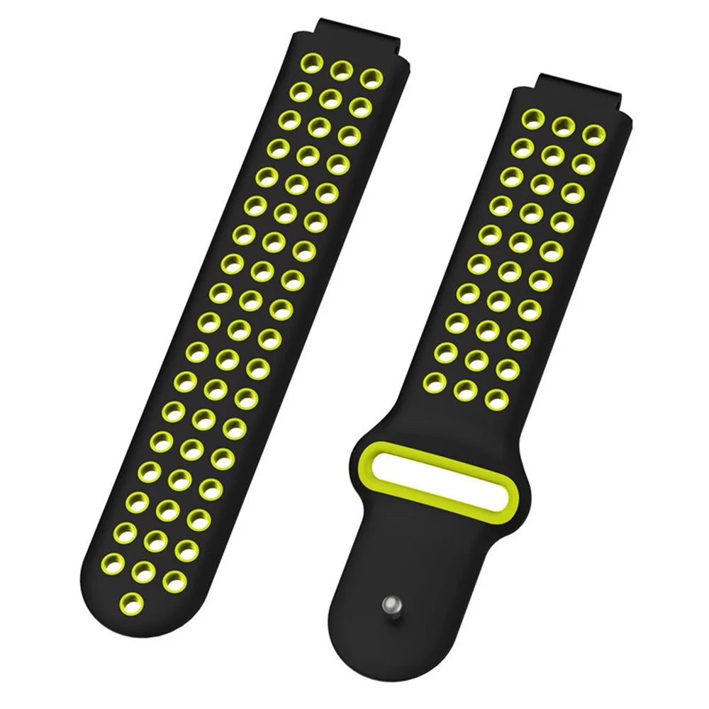 26mm Dual-colors Silicone Watch Strap Band for Garmin Forerunner 735XT/220/230/235/620/630 - Black/Fluorescent Green - 1