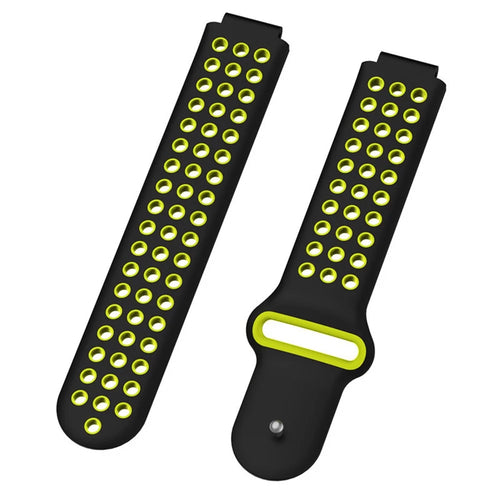 26mm Dual-colors Silicone Watch Strap Band for Garmin Forerunner 735XT/220/230/235/620/630 - Black/Fluorescent Green - 1