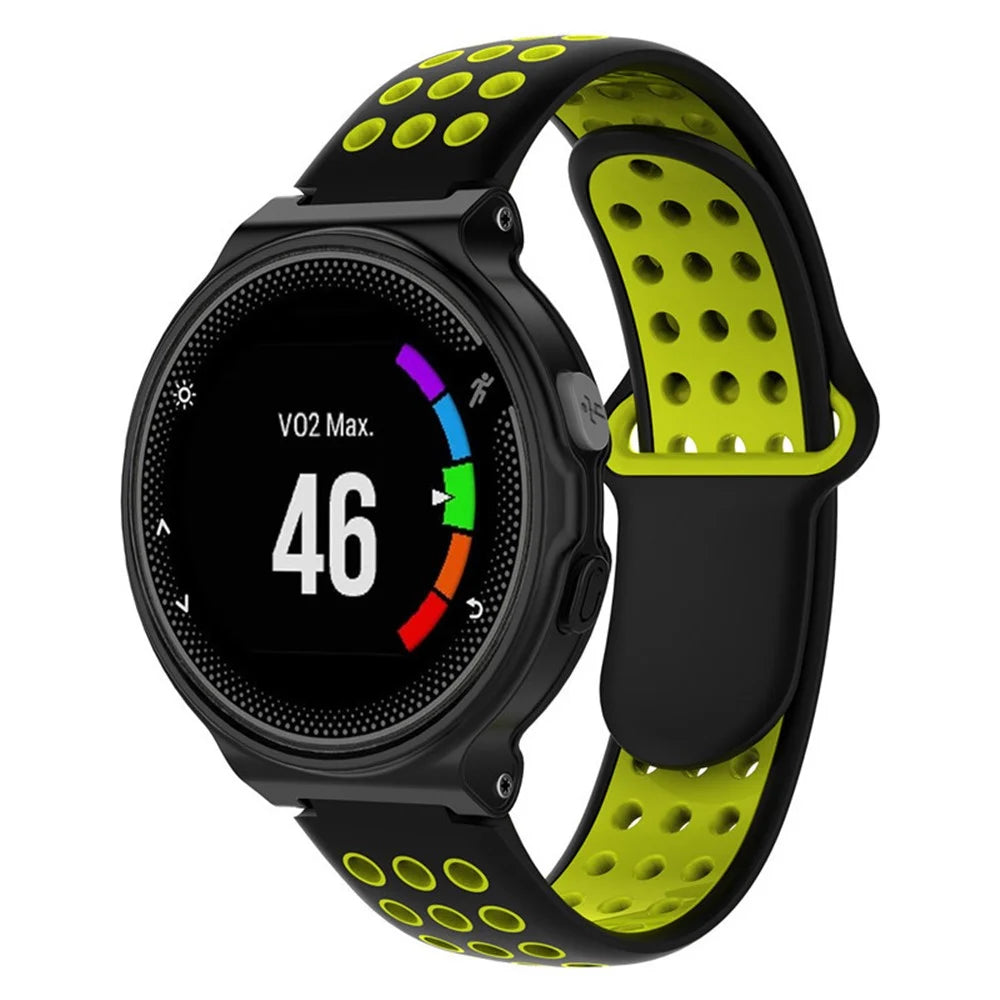 26mm Dual-colors Silicone Watch Strap Band for Garmin Forerunner 735XT/220/230/235/620/630 - Black/Fluorescent Green - 2