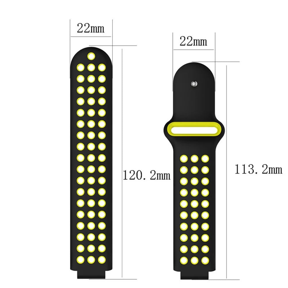 26mm Dual-colors Silicone Watch Strap Band for Garmin Forerunner 735XT/220/230/235/620/630 - Black/Fluorescent Green - 3
