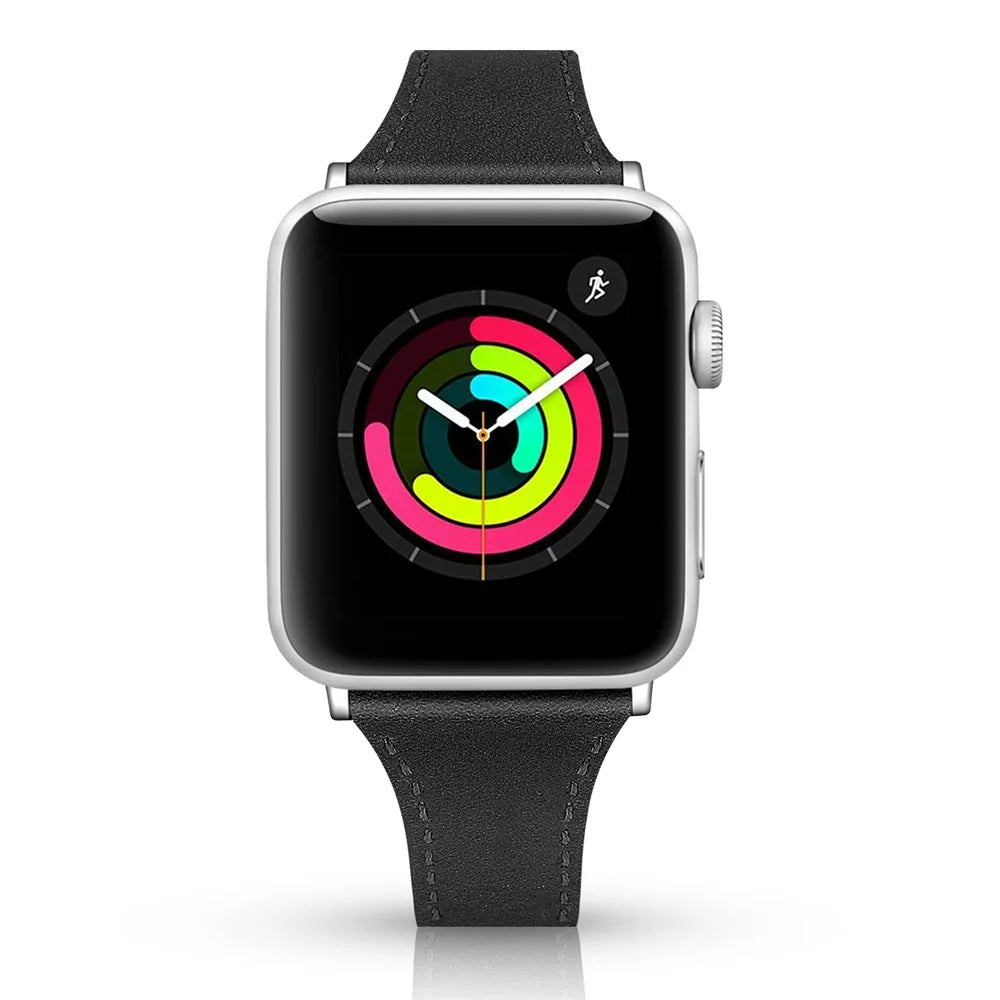Genuine Leather Smart Watchband for Apple Watch Series SE3 / SE2 / SE1 /  6 / 5 / 4 44mm - Black - 2
