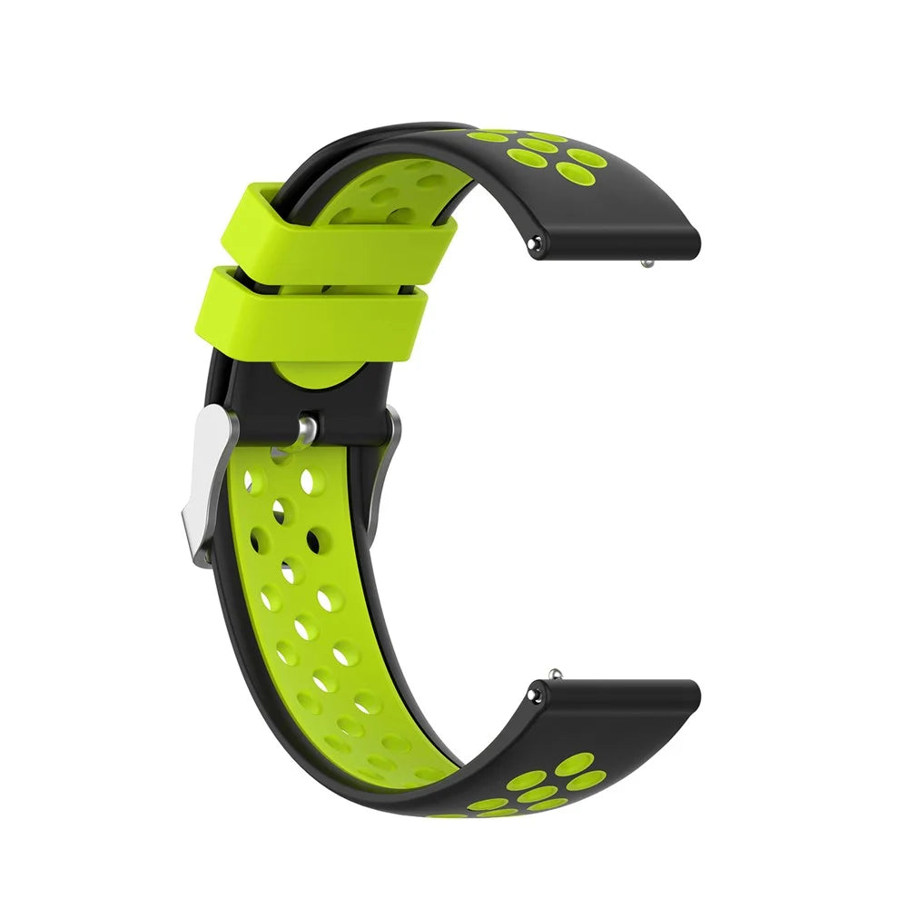 20mm Dual-colors Silicone Watch Strap Band for Garmin Vivoactive 3 - Black/Green Hole - 2