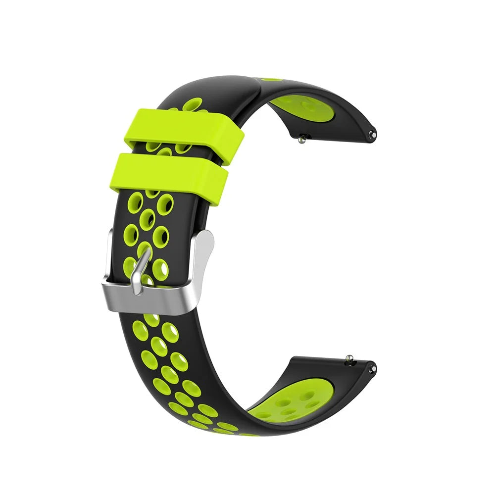 20mm Dual-colors Silicone Watch Strap Band for Garmin Vivoactive 3 - Black/Green Hole - 3