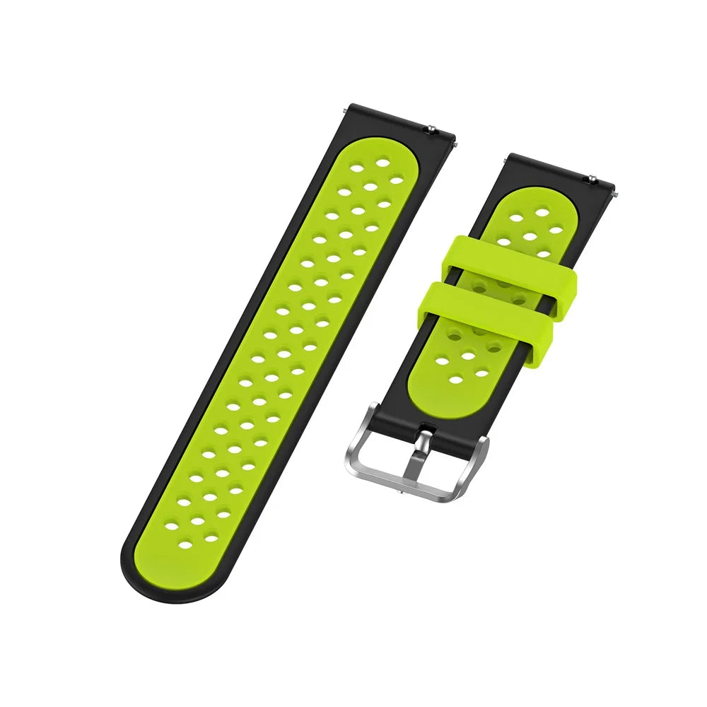 20mm Dual-colors Silicone Watch Strap Band for Garmin Vivoactive 3 - Black/Green Hole - 4
