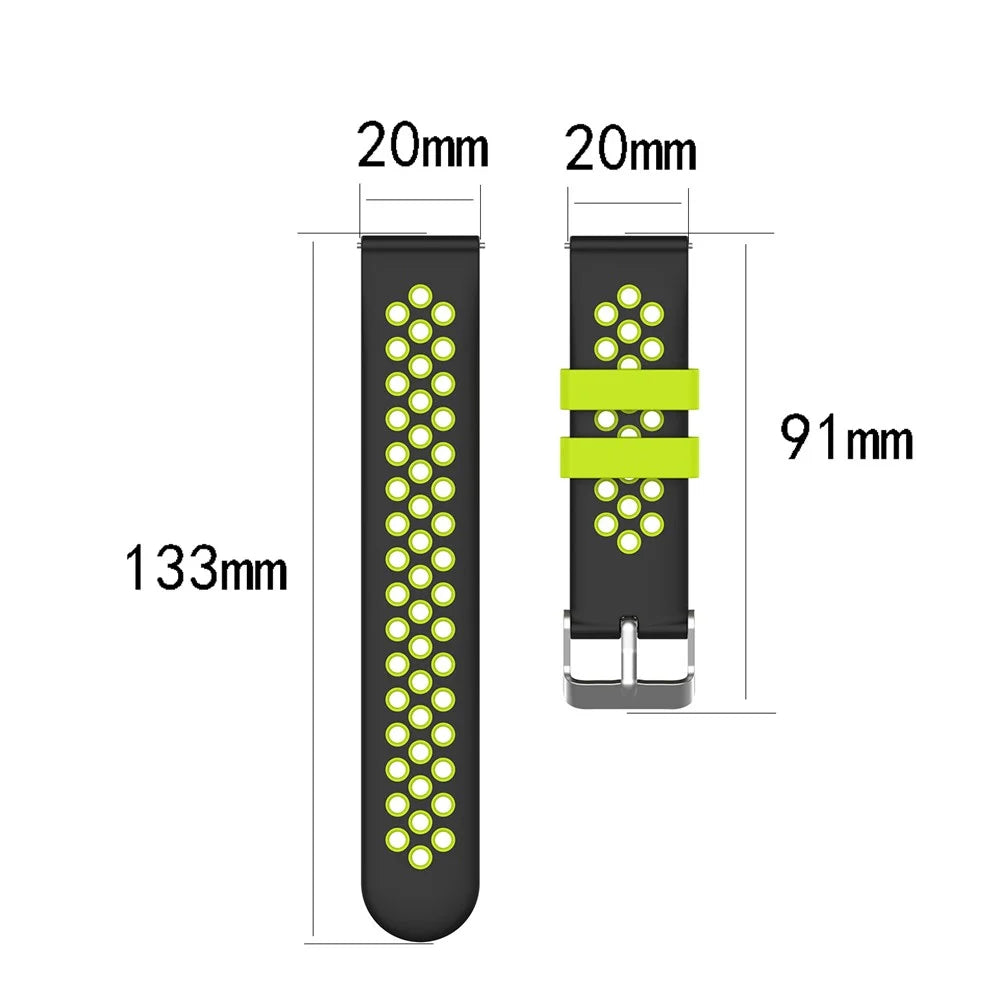 20mm Dual-colors Silicone Watch Strap Band for Garmin Vivoactive 3 - Black/Green Hole - 6