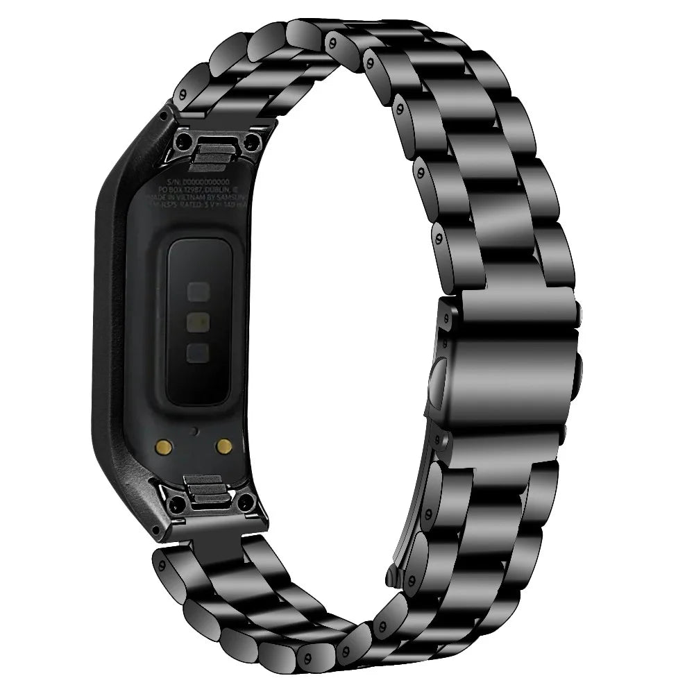 Stainless Steel Three Beads Wrist Watch Band with Frame for Samsung Galaxy Fit-e/SM-R375 - Black - 1