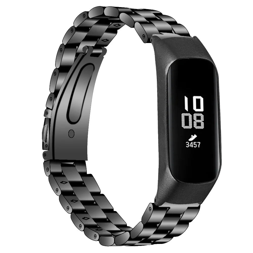 Stainless Steel Three Beads Wrist Watch Band with Frame for Samsung Galaxy Fit-e/SM-R375 - Black - 2