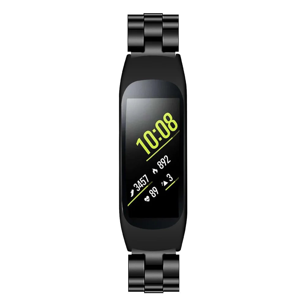 Stainless Steel Three Beads Wrist Watch Band with Frame for Samsung Galaxy Fit-e/SM-R375 - Black - 4
