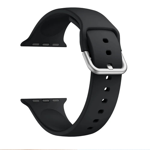 Silicone Watch Strap for Apple Watch Series 11 10 42mm / 9 8 7 41mm / SE3 SE2 SE 6 5 4 40mm / 3 2 1 38mm - Black - 1