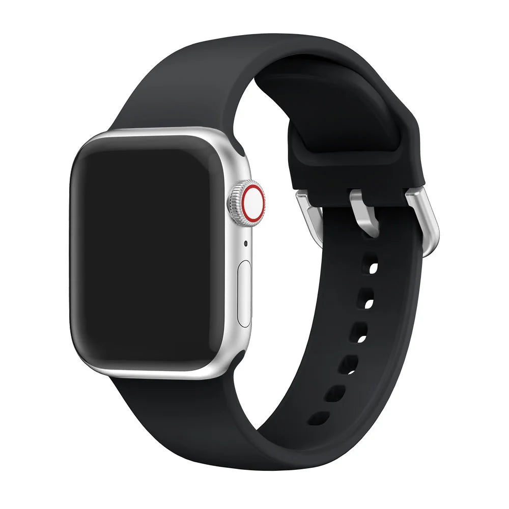 Silicone Watch Strap for Apple Watch Series 11 10 42mm / 9 8 7 41mm / SE3 SE2 SE 6 5 4 40mm / 3 2 1 38mm - Black - 2