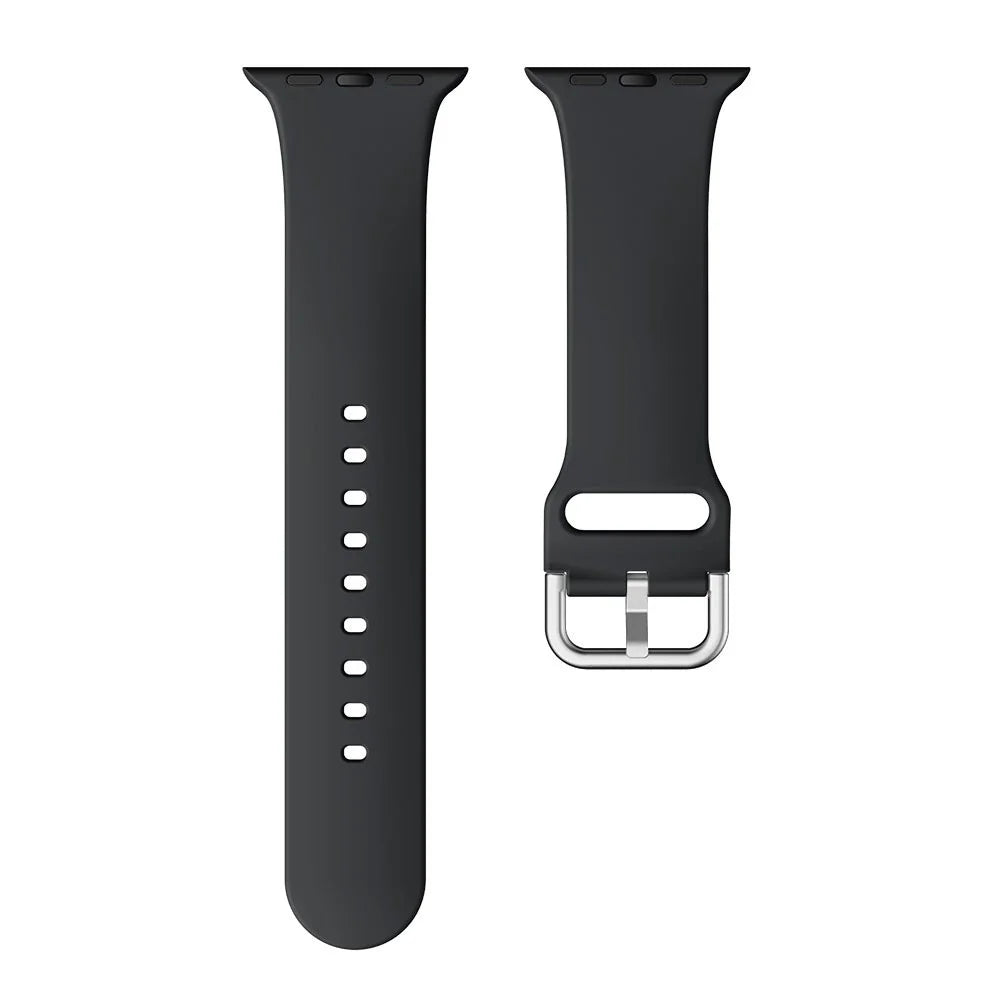 Silicone Watch Strap for Apple Watch Series 11 10 42mm / 9 8 7 41mm / SE3 SE2 SE 6 5 4 40mm / 3 2 1 38mm - Black - 4