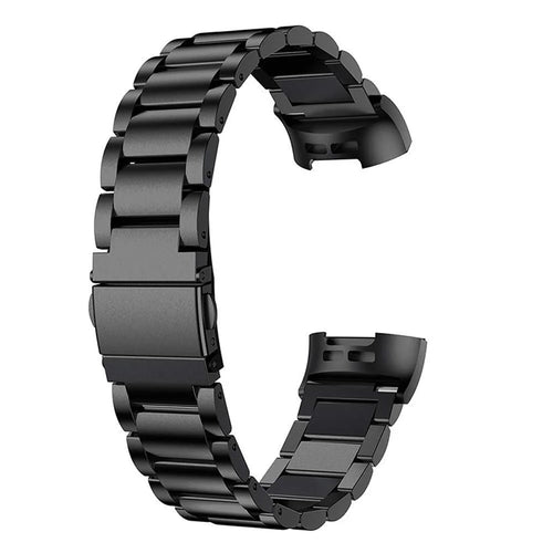 Three Beads Stainless Steel Watch Band Strap for Fitbit Charge 3 - Black - 1