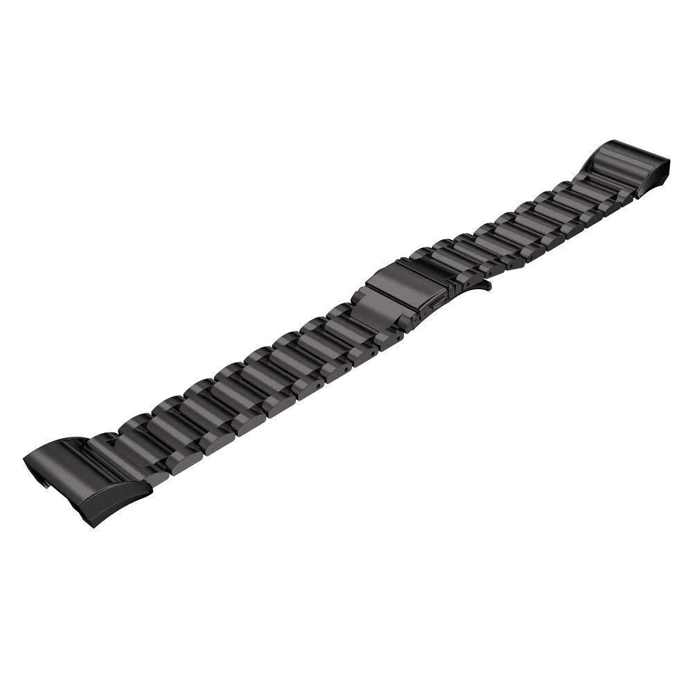 Three Beads Stainless Steel Watch Band Strap for Fitbit Charge 3 - Black - 4