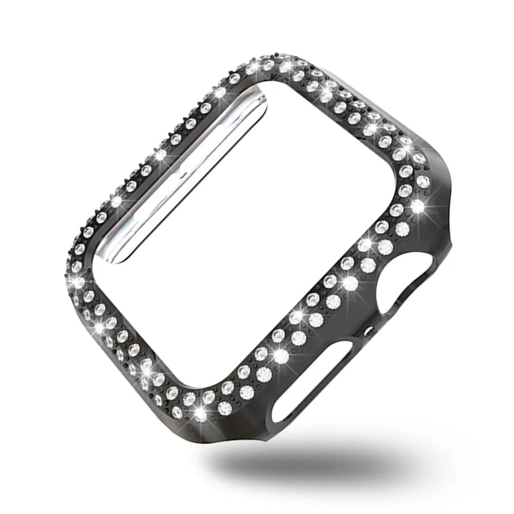 Dual-row Rhinestone Decor Smart Watch PC Case for Apple Watch Series 4 44mm - Black - 1