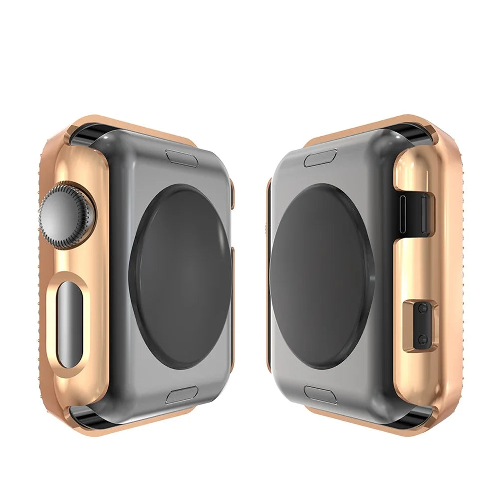Dual-row Rhinestone Decor Smart Watch PC Protective Case for Apple Watch Series 3/2/1 38mm - Rose Gold - 4