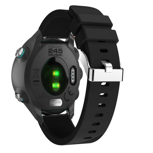 20mm Twill Skin Silicone Watch Band for Garmin Forerunner 645/245/245M - Black - 1