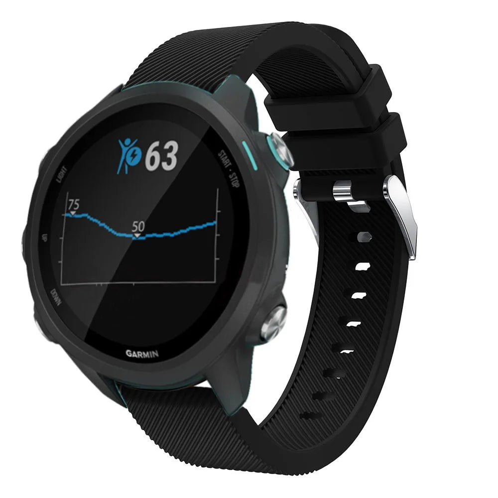 20mm Twill Skin Silicone Watch Band for Garmin Forerunner 645/245/245M - Black - 2