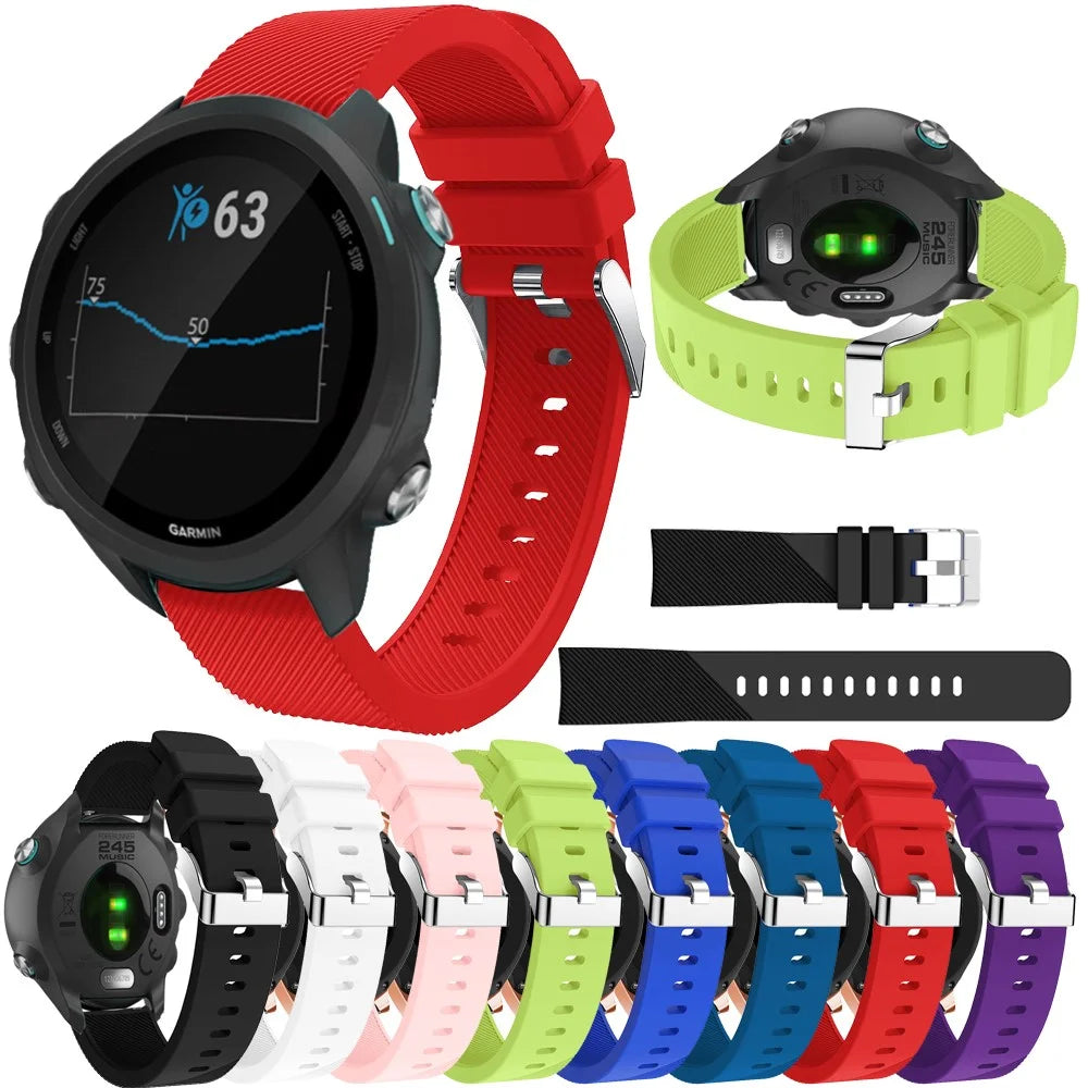 20mm Twill Skin Silicone Watch Band for Garmin Forerunner 645/245/245M - Black - 4