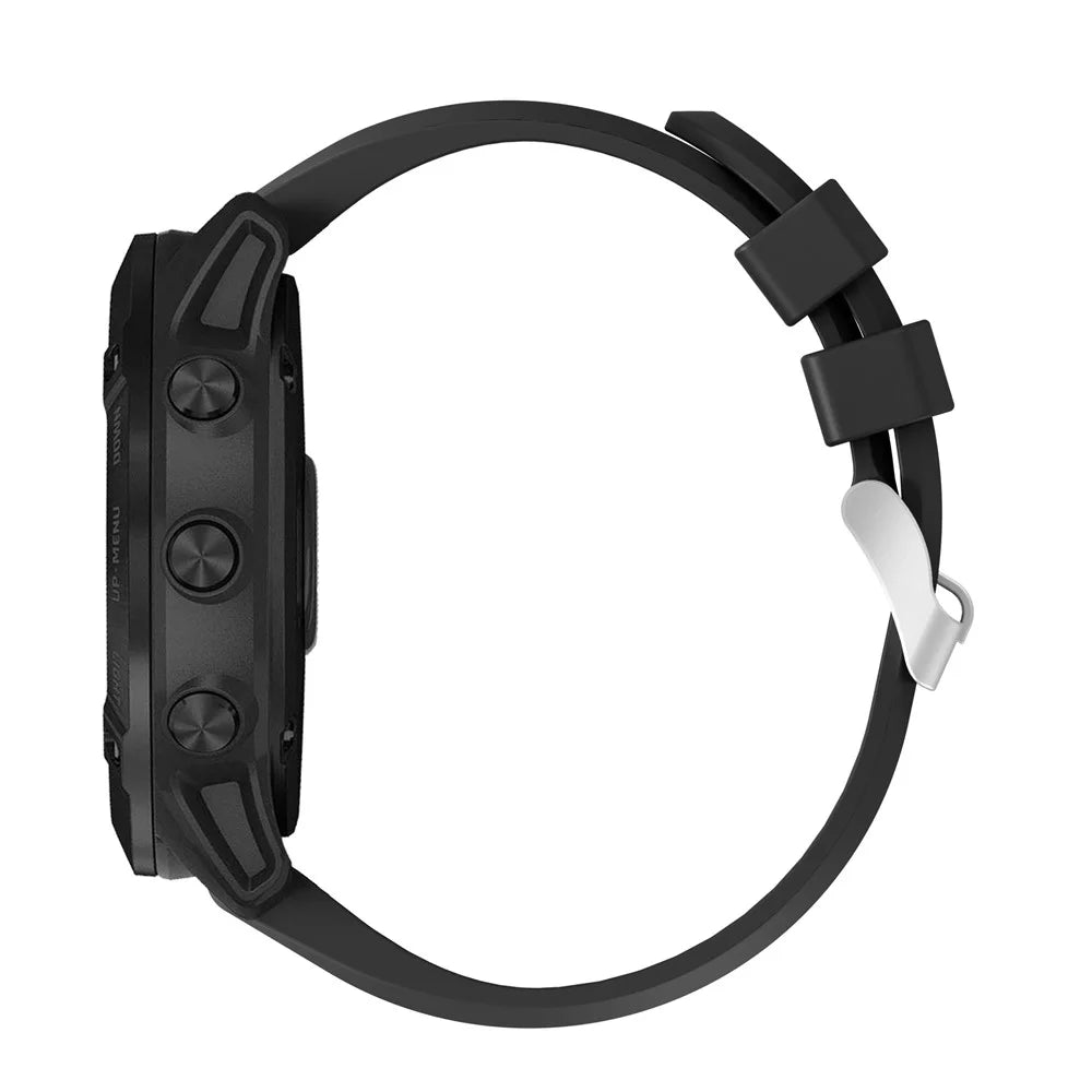 Cross Grain Silicone Smart Watch Band Strap Replacement for Garmin Fenix 7X / 6X Sapphire GPS / 6X Pro 51mm / 6X GPS / 5X GPS / 5X Plus - Black - 3