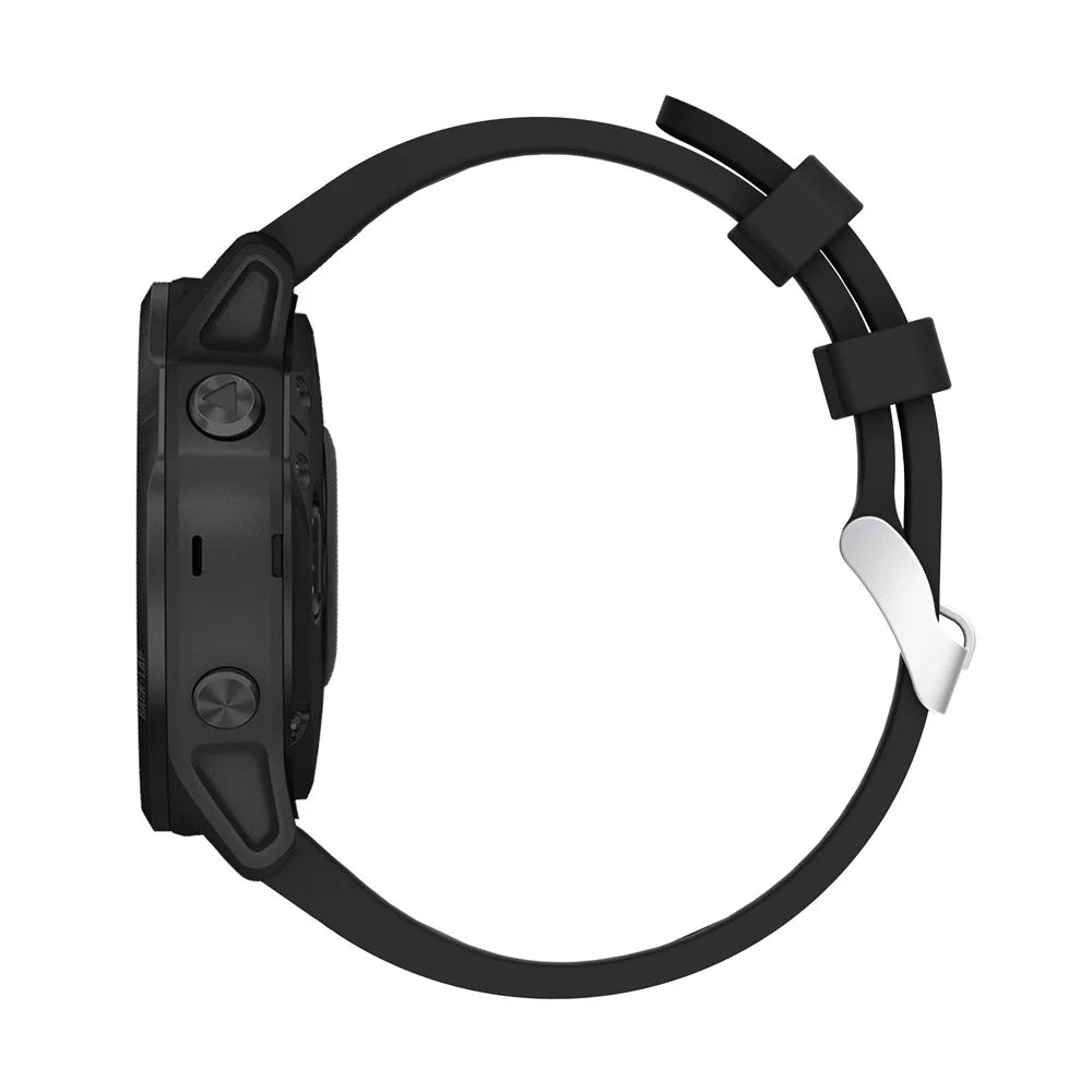 Stylish Silicone Sport Watch Band Strap Replacement with Silver Buckle for Garmin Fenix 7S/6S/6S Pro/5S/5S Plus/Instinct 2S - Black - 3