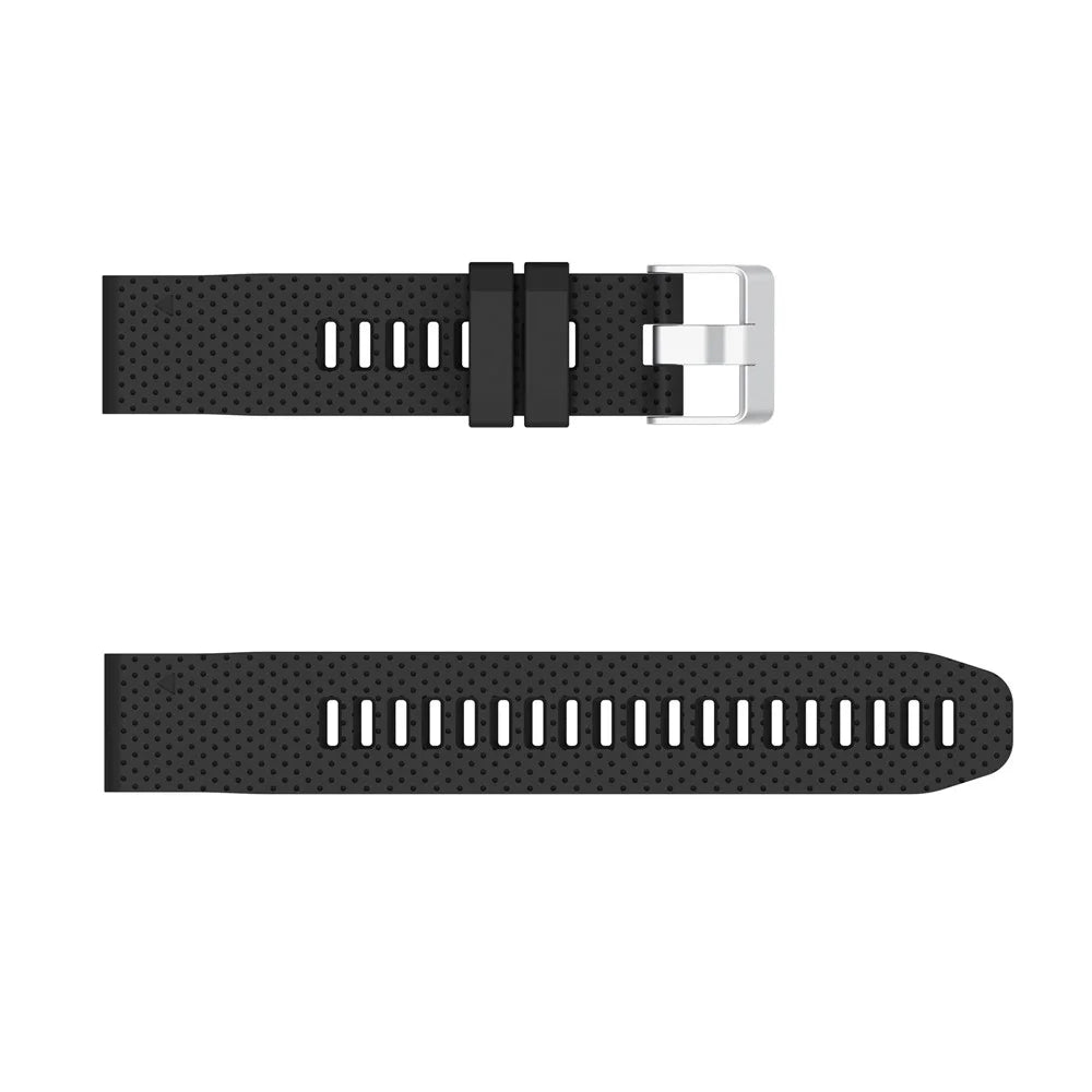 Stylish Silicone Sport Watch Band Strap Replacement with Silver Buckle for Garmin Fenix 7S/6S/6S Pro/5S/5S Plus/Instinct 2S - Black - 4